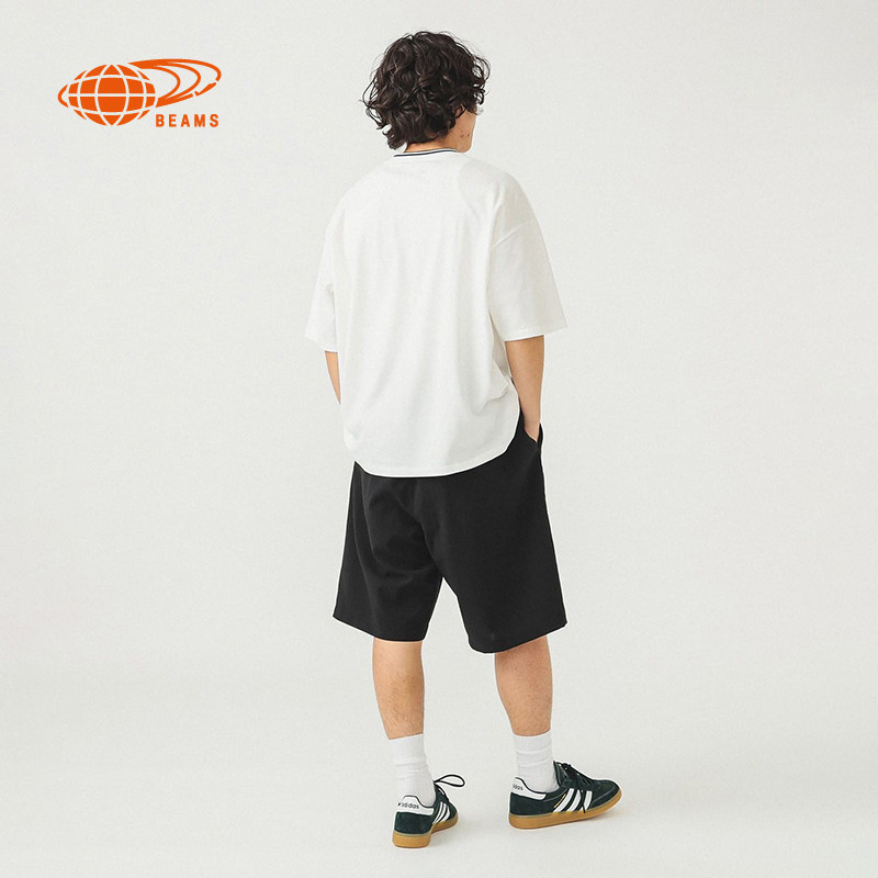 BEAMS男装阔腿裤短裤2025冬季新款简约日常纯色直筒裤中裤250171X,淘宝优惠券,粉丝福利购,淘宝优惠卷