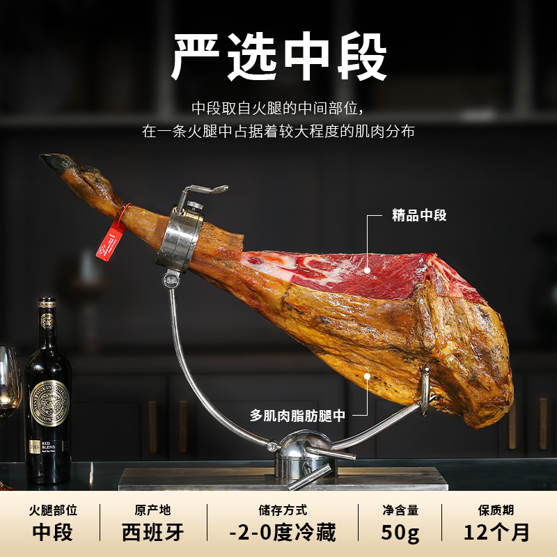 西班牙火腿伊比利亚生吃黑标绿标红标白标塞拉诺火腿切片即食50g - 图0