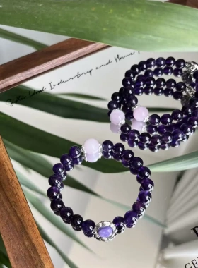 【雅典娜】天然乌拉圭紫水晶手串紫锂辉紫祖母晶镶嵌盒子小众精致