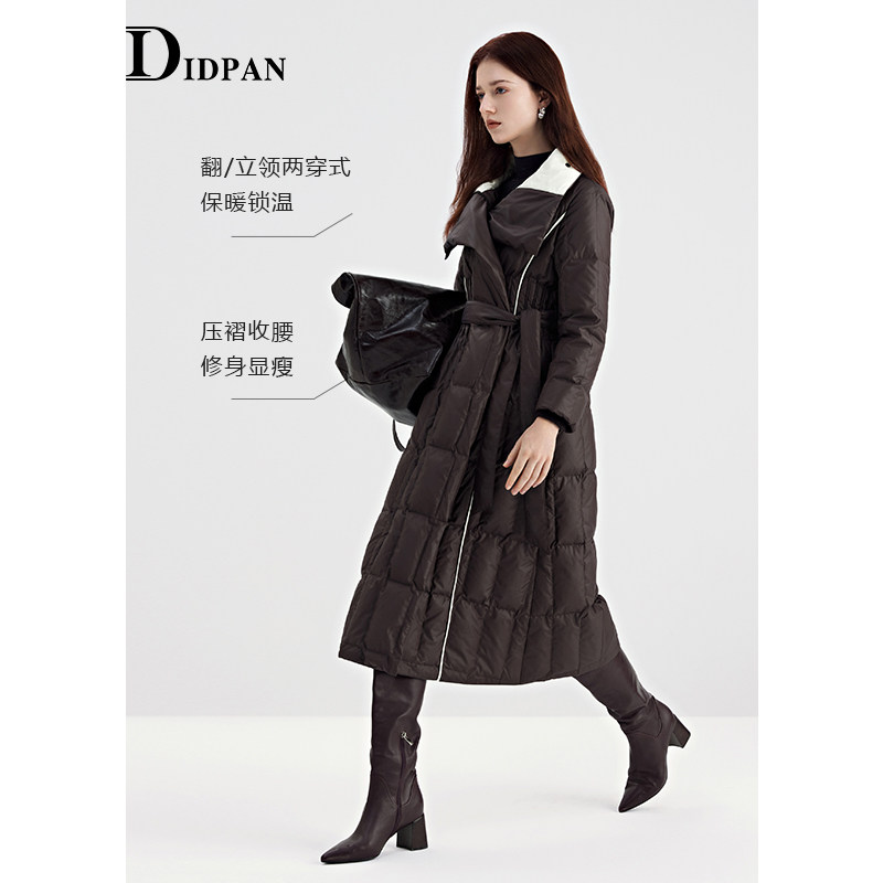 IDPAN冬季羽绒服女士新款时尚通勤修身显瘦流行风格长款羽绒