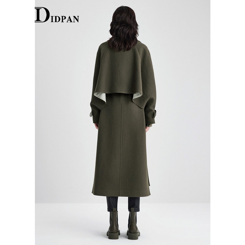 IDPAN双排扣风衣式长大衣冬季新款时尚气质通勤纯羊毛外套女,淘宝优惠券,粉丝福利购,淘宝优惠卷