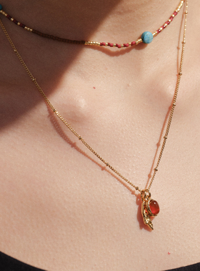 LAZY CIRCLES鹦鹉宝石套组项链女双层叠戴细巧可拆卸吊坠锁骨链