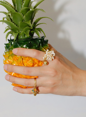 LAZY CIRCLES沙滩海螺戒指元气满满多巴胺贝壳串珠戒食指戒