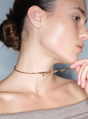 星月虎眼石多吊坠项链