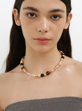 LAZYCIRCLES黑粉圆珠项链