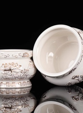 上供居室白浮雕香炉供堂香炉用品