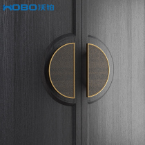 Extremely simple semi-circle Chinese aluminum alloy ancient copper wire drawing wood door handle hotel without frame double open tempered glass door handle