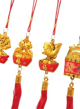 新年春节金色一桶金发财树挂件