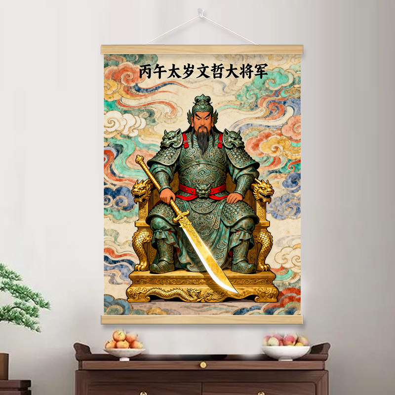 太岁文哲大将军丙午2026年太岁六十甲子画像神像挂画卷轴画装饰画,淘宝优惠券,粉丝福利购,淘宝优惠卷