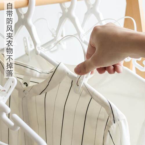 防风衣架高层防掉防吹走晒衣架带夹子高楼户外自动卡扣晾衣服神器 - 图3