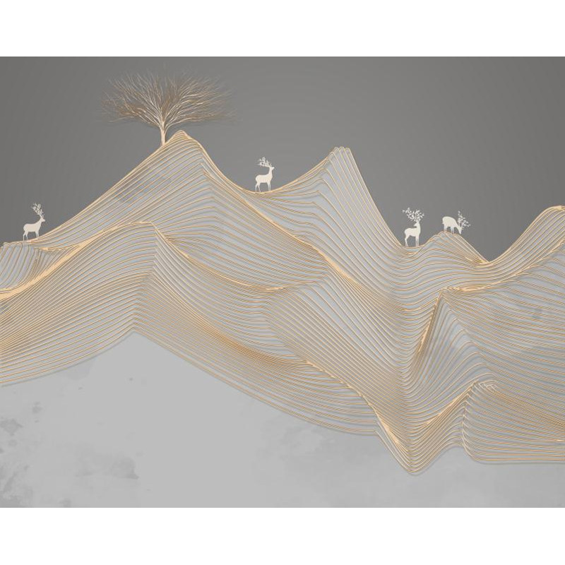 8d抽象麋鹿新中式电视背景墙壁纸轻奢沙发背景墙纸客厅3d无缝墙布,淘宝优惠券,粉丝福利购,淘宝优惠卷