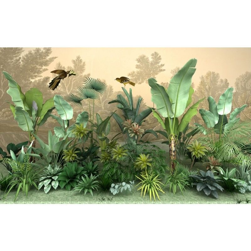 东南亚热带雨林绿植墙纸美式客厅壁纸卧室沙发床头背景墙无缝墙布,淘宝优惠券,粉丝福利购,淘宝优惠卷