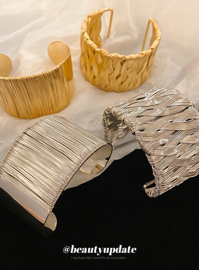 欧美冷淡风麻花交织手镯简