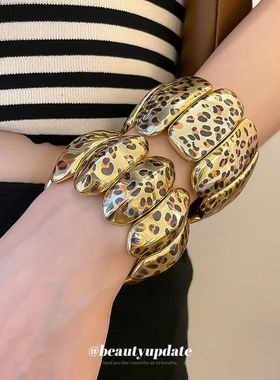 豹纹椭圆发夹个性百搭鸭嘴夹高级