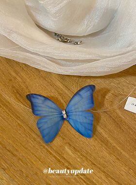 韩系清冷风镶钻雪纱蝴蝶颈链梦幻