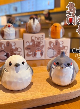 原创树脂木雕风鸟鸟教摆件可爱创意精致珍珠鸟家居桌面装饰品摆饰