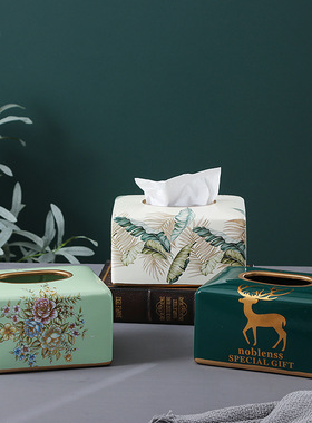 创意北欧风ins陶瓷纸巾盒轻奢家用欧式现代客厅餐厅装饰抽纸巾盒