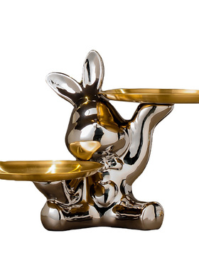 入户门玄关兔子钥匙收纳置物架摆件轻奢高档鞋柜客厅儿童房装饰品