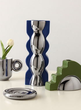 贝汉美中古孟菲斯花瓶摆件客厅插花玄关样板房艺术家居软装饰品