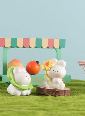 办公桌田园面萌粒解压兔兔摆件