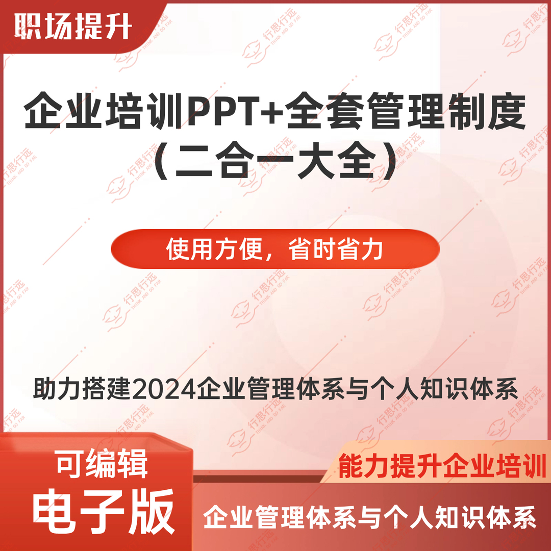 1300套企业培训PPT+1万套企业管理制度 可编辑直接使用 助力职场 - 图1