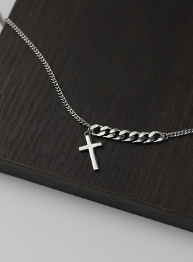 情侣925纯银拼接侧身链复古做旧