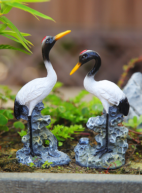 户外庭院假山装饰仙鹤造景摆件