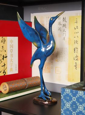 树脂水墨仙鹤摆件客厅书房装饰