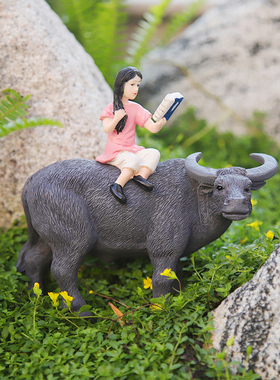 花盆景装饰造景小牛摆件假山鱼缸