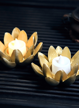 节日礼佛莲花烛台摆件桌面装饰品