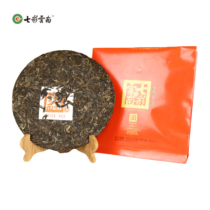 七彩云南普洱茶生茶名门茶饼系列润生茶357g七子饼茶潽洱茶茶叶