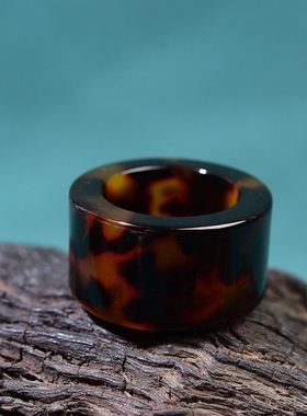 玳帽色扳指戒指男素圈戒圈指环跑环配饰瑁色手饰文玩树脂复古饰品
