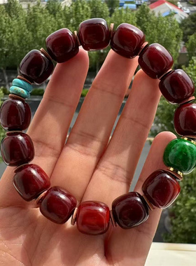 原创西藏高原老料牛角手串男保真高档文玩老型珠手链盘玩收藏情侣