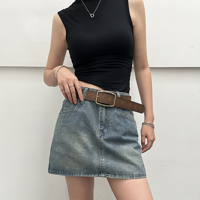 美式复古y2k腰带女2025新款民族风皮带百搭配牛仔裤带高级感棕色