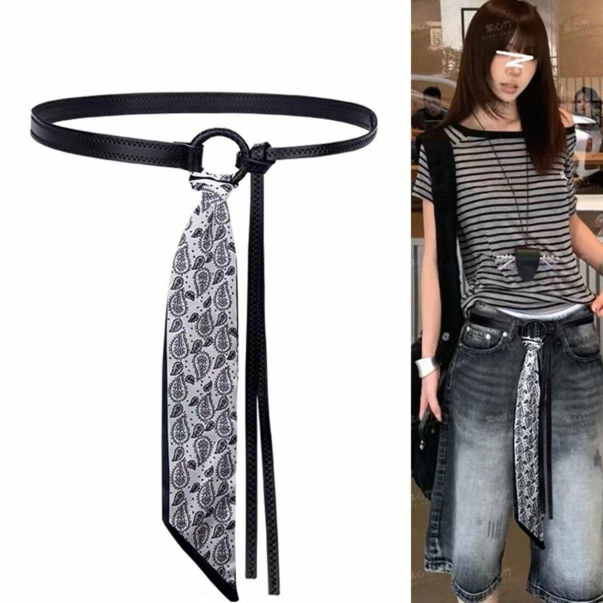 丝巾腰带丝带配饰腰链皮带嘻哈朋克复古美式装饰新款牛仔裤红色