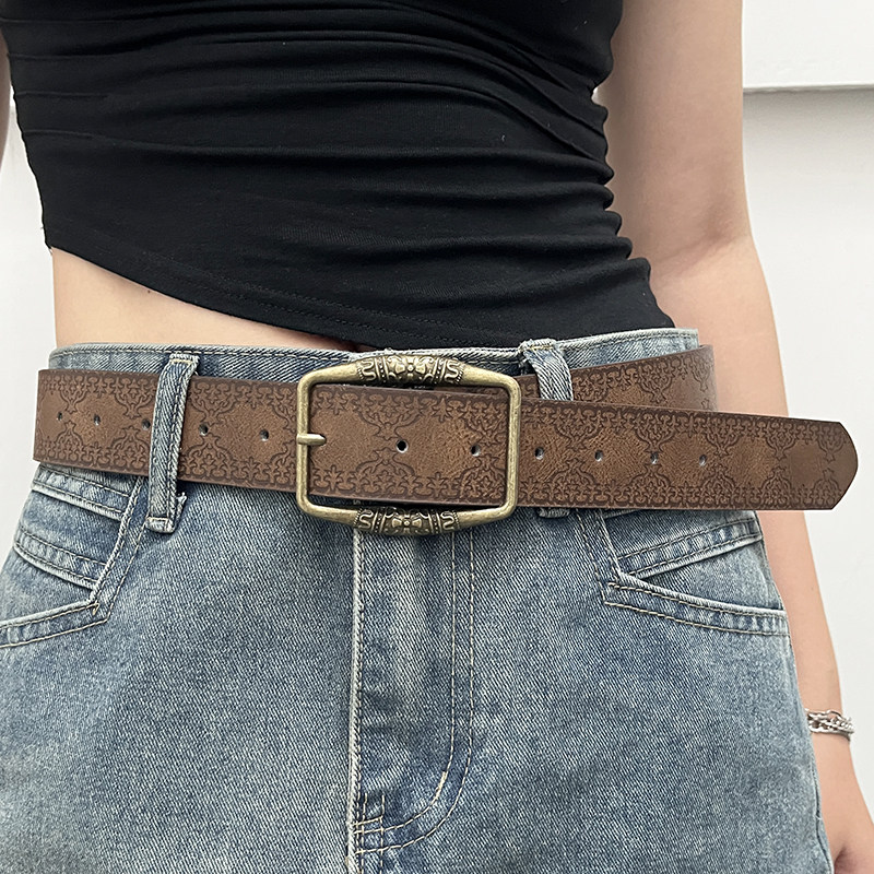 美式复古y2k腰带女2025新款民族风皮带百搭配牛仔裤带高级感棕色