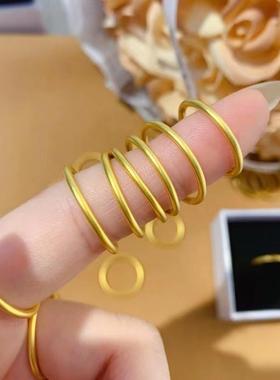 素圈戒指女小众设计轻奢高级感越南沙金彷真古法黄金自律戒指首饰