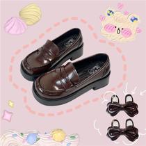 (Kyozawa College) Original Small Square Head Jk Uniform Shoes High Heel College Wind Rabbit Ears Small Leather Shoes