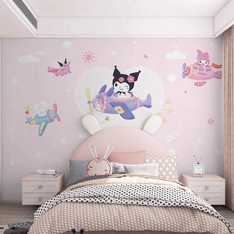 卡通库洛米壁纸立体女孩卧室布儿童房墙纸环保公主房间背景墙壁画,淘宝优惠券,粉丝福利购,淘宝优惠卷