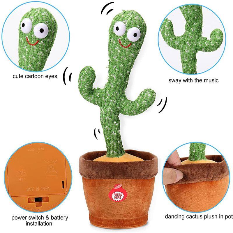 Lovely Dancing Cactus Doll Talking Toy Electron Plush Toy Sp - 图2