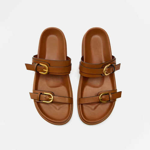 women flat slippers beach sandals 女沙滩平底凉鞋厚底凉拖鞋 - 图1