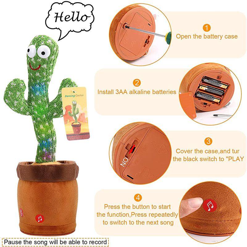 Lovely Dancing Cactus Doll Talking Toy Electron Plush Toy Sp - 图1