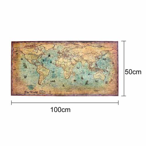 1PC 100x50cm Vintage Style Paper Nautical Ocean Sea World Ma - 图1