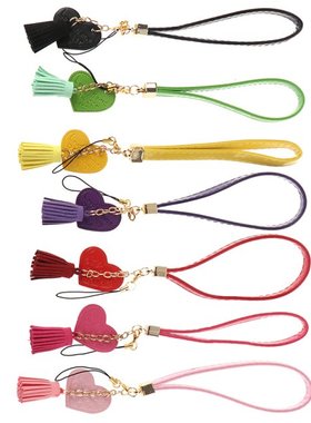 Love Heart Tassel Hand Wrist Lanyard Strap String For Phones