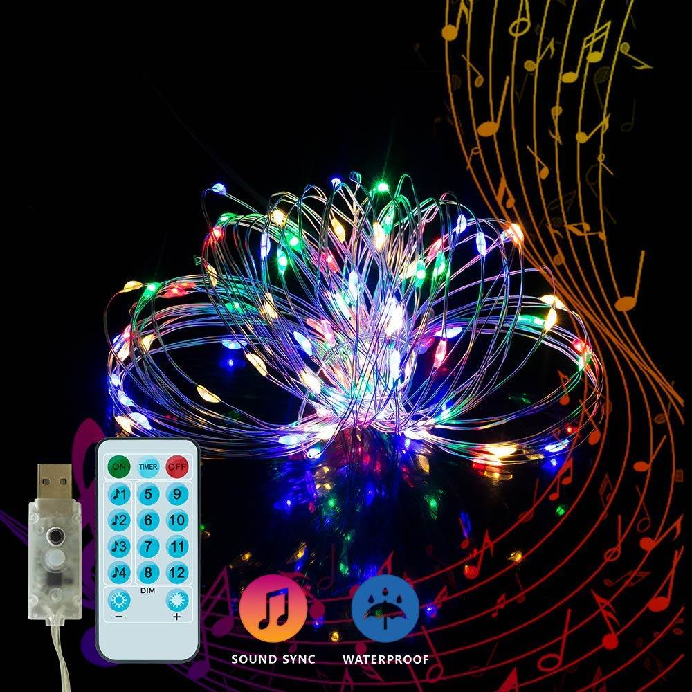 5M Music Control Led Copper Wire String Lights 12 Modes Holi - 图3