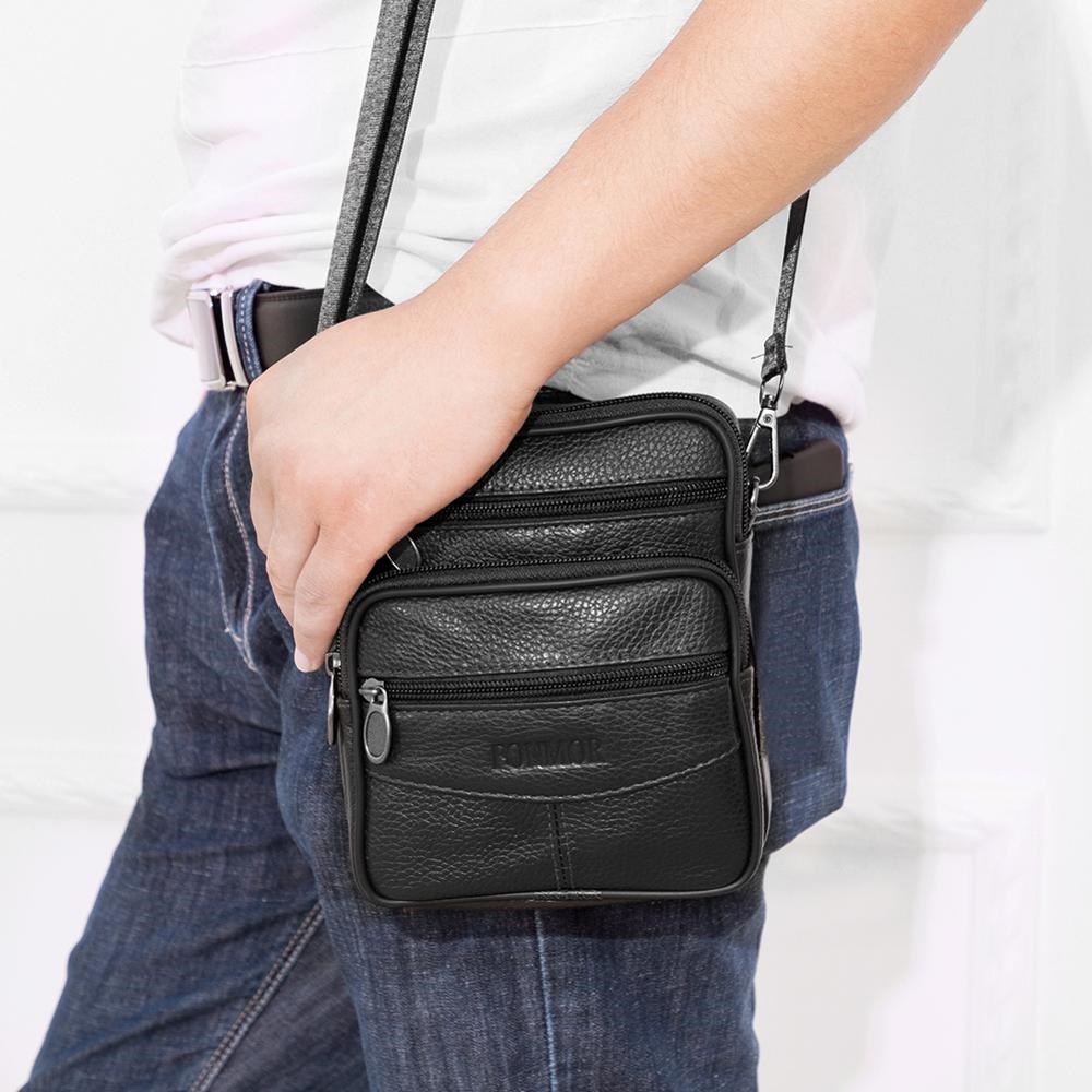Fashion Men's Leather Small Messenger Bag Male Satchels Mul - 图1