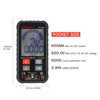 HT112 600V Digital Multimeter Tester Intelligent 6000 ນັບ