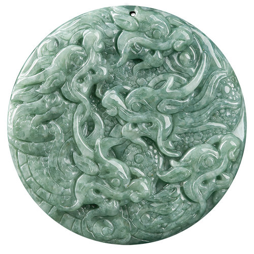 翠莹福天然缅甸a货翡翠玉九龙庇护龙牌生肖龙玉石吊坠冰种LP44 - 图3