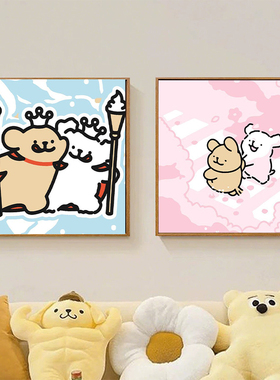 卡通数字油画diy填色儿童卡通手工画画涂鸦小尺寸简单油彩画