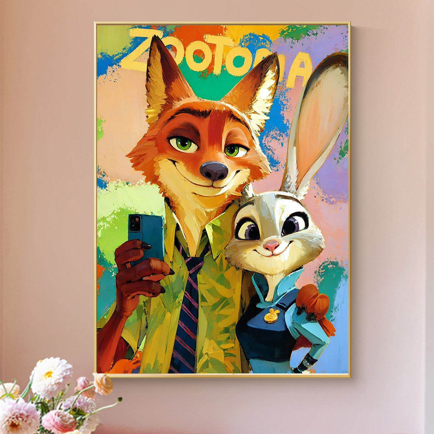 疯狂动物城卡通手绘画画填色diy数字油画丙烯儿童涂色填充装饰画,淘宝优惠券,粉丝福利购,淘宝优惠卷